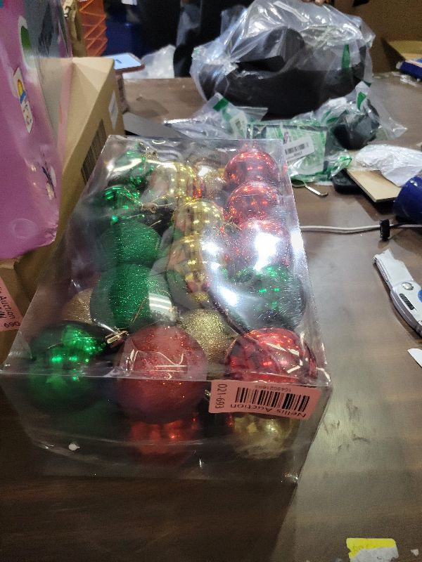 Photo 1 of 30ct Christmas Ball Ornaments, 2.36" Shatterproof Christmas Tree Decorations, Perfect Hanging Ball for Indoor/Outdoor Holiday Wedding Party Decor (Gold-Red-Green)