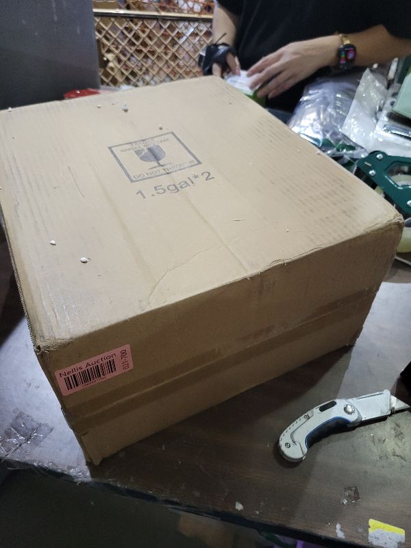 Photo 1 of 2 PCS 1.5 Gallon Drink dispenser, Glass Beverage Dispenser With Wood Stand, Large Water Drink Dispensers for Parties With Stainless Steel Spigot, Ideal for Lemonade,Juice, Tea, and Party Drinks