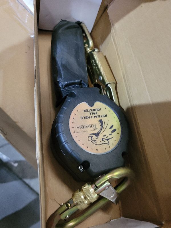 Photo 1 of TRSMIMA Fall Protection Retractable Lanyard - 6FT Construction Self-Retracting Lanyard Fall Arrest Safety Roofing Heavy Duty Leading Positioning ANSI