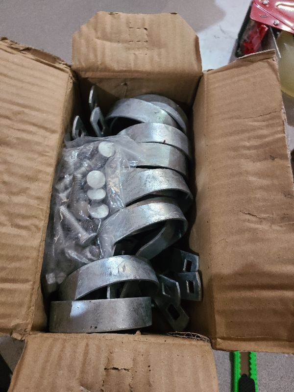 Photo 1 of 2-3/8" Tension Band for Chain Link Fence,Heavy Duty Chain Link Brace Band Use for attaching Chain Link Fence Rails, gate Posts, Corner Posts, end Posts (2-3/8")