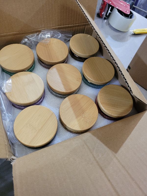 Photo 1 of 18-Pack 4oz Embossed Glass Candle Container with Bamboo Lids and Labels, Multicolor Candle Jars for Making Candles, Mandala Design