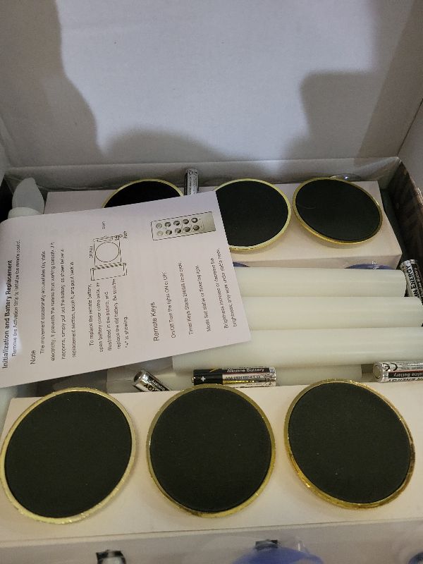 Photo 1 of 12 Set Halloween Christmas Window Candles Lights with Timer Battery Operated Electric LED Taper Candles Flameless for Windows, Gold Candle Holders, Suction Cups & 24 PCS Battery Included (12 Set)