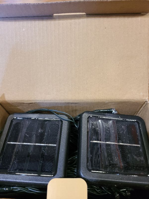 Photo 1 of 2 Pack 200 LED Solar String Lights for Outside, Solar Christmas Lights Outdoor Waterproof, Solar Outdoor String Light with 8 Lighting Modes for Xmas Tree Wedding Party Garden Decorations (Warm White)