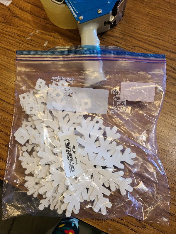 Photo 1 of 12 Pcs Christmas Snowflake Decorations - 3D Snowflake Table Centerpieces, White Wooden Snowflakes for Winter Wonderland & Holiday Table Decor (White)