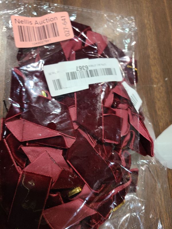 Photo 1 of 12PCS Red Velvet Bows for Christmas Tree, Garland Red Velvet Bows Ornaments for Christmas Tree with Gold Twist Ties?B)