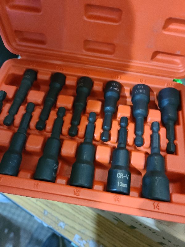 Photo 1 of 12-Piece Magnetic Nut Driver Set - Premium Impact Power Hex Nut Driver Drill Bit Master Kit, SAE & Metric, 1/4-Inch Quick-Change