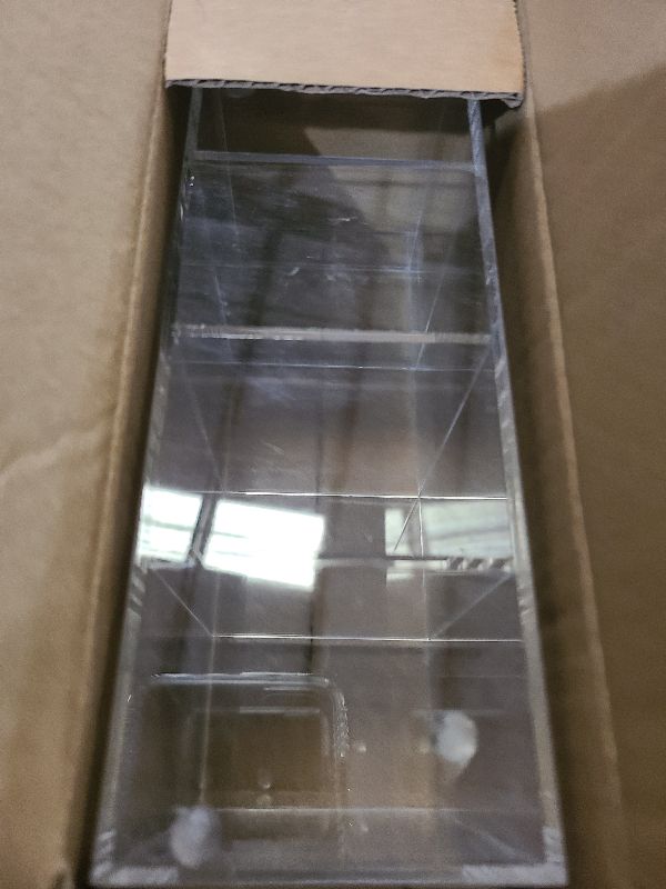 Photo 1 of 1 Pack 4 Compartment Acrylic Makeup Organizer with Lid Lash Cart Organizer for Lash Techs Bathroom Storage with 4 Tray Eyelash Mascara Brushes Supplies Brush Holder for Cosmetics or Office Supplies