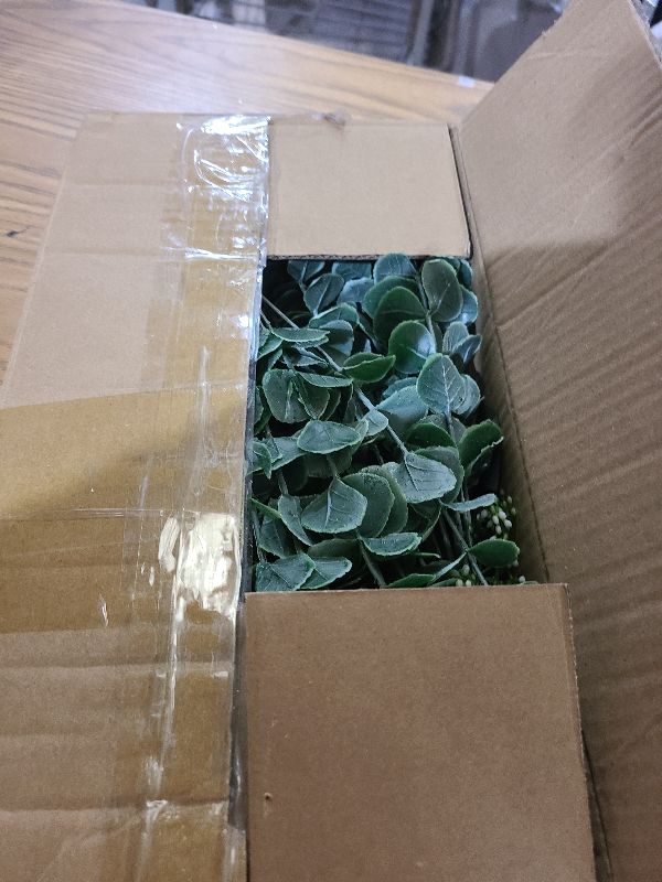 Photo 1 of 150 Pcs 4 Kinds Mixed Artificial Eucalyptus Leaves Stems Bulk Fake Silver Dollar Eucalyptus Bundle Faux Plants Greenery for DIY Bouquets Floral Arrangement Wedding Engagement Party Decor
