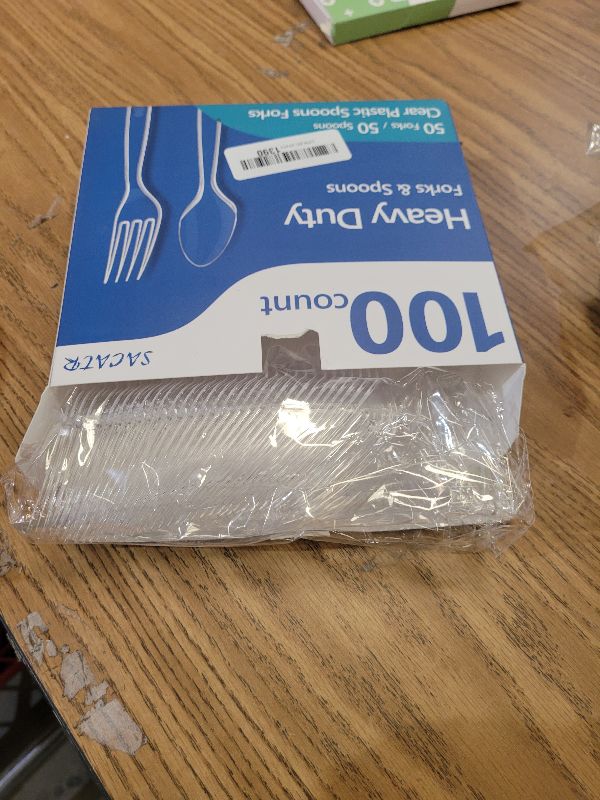 Photo 1 of 100 Count Plastic Silverware Heavy Duty -50 Forks, 50 Spoons, BPA-Free, Heat Resistant, Disposable Plastic Utensils Set, Plastic Cutlery Set, Plasticware Suitable for Party Everyday Use