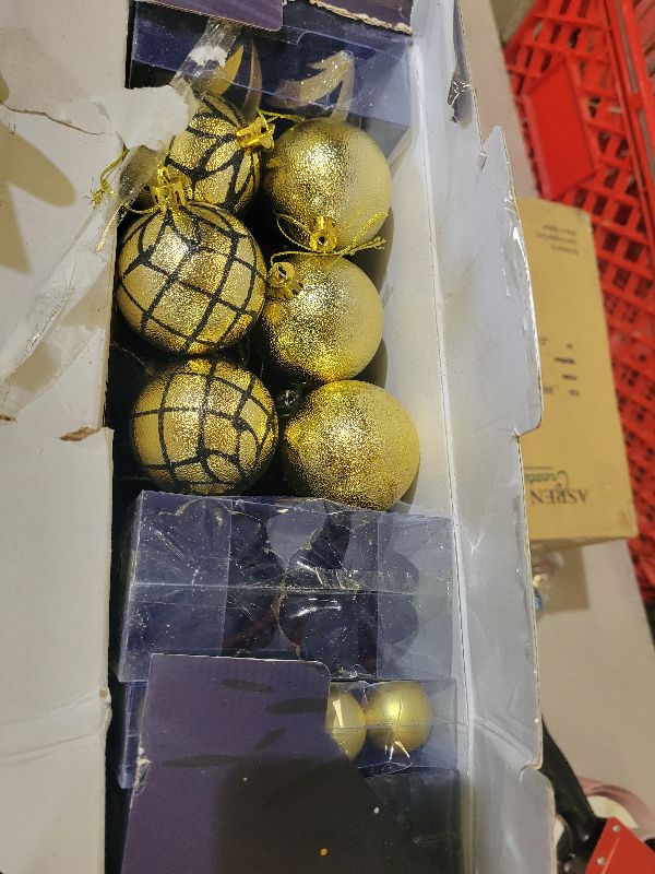 View 2 of 108 Pcs Christmas Ball Ornaments Set, Black and Gold Shatterproof Hand-Painted Hanging Bulbs Decoration for Xmas Tree, Wreath, Garland, Home Holiday Decor