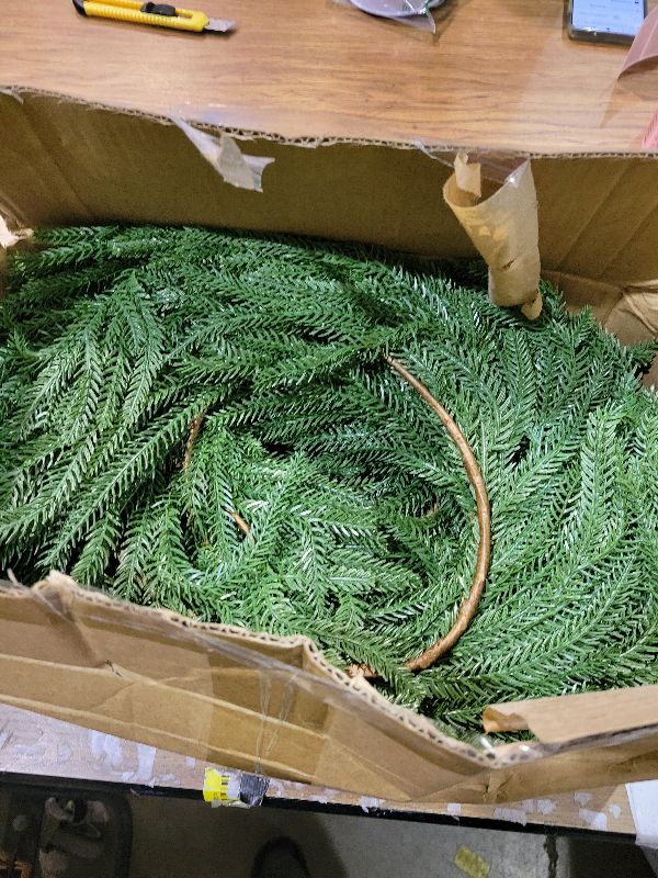 Photo 1 of 2 PCS-6FT Artificial Norfolk Pine Garlands - Real Touch Winter Pine Garland, Green Artificial Greenery Garland for Table, Mantle, Wall, Indoor, Outdoor Christmas Decorations