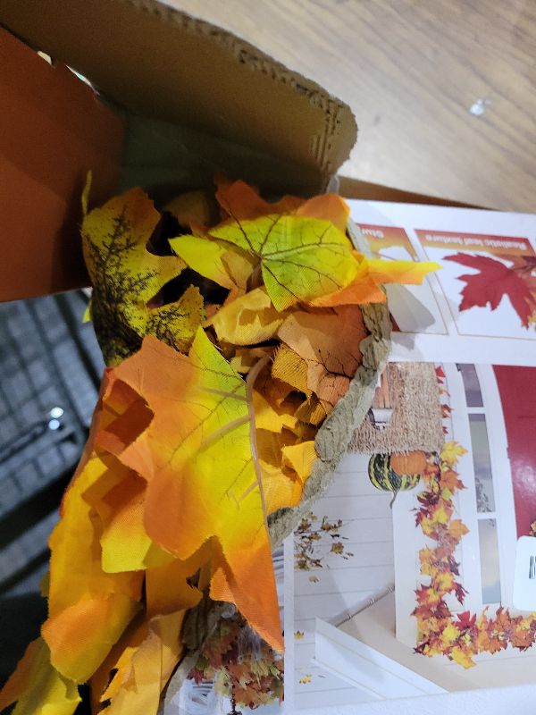 Photo 1 of 23.6Ft Thanksgiving Decorations Fall Decor for Home Lighted Fall Garland Maple Leaves Total 80 LED Fall Decorations for Home Halloween Decorations Outdoor String Lights for Autumn Decor Harvest