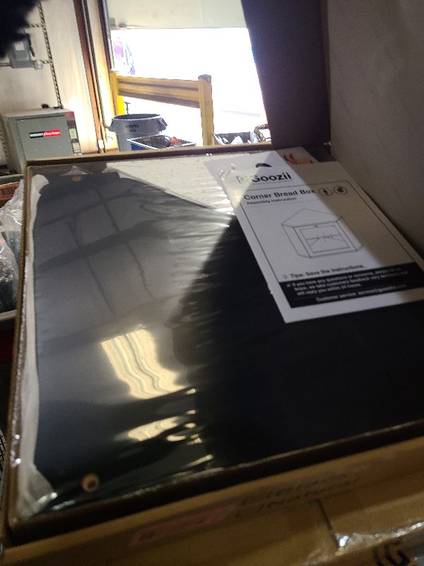 Photo 1 of Goozii Corner Bread Box for Kitchen Countertop, Black Bread Storage Container for Homemade Bread, Two Layer Breadbox under Cabinet Mount, Large Bread Holder for Kitchen Counter, Pantry Shelf