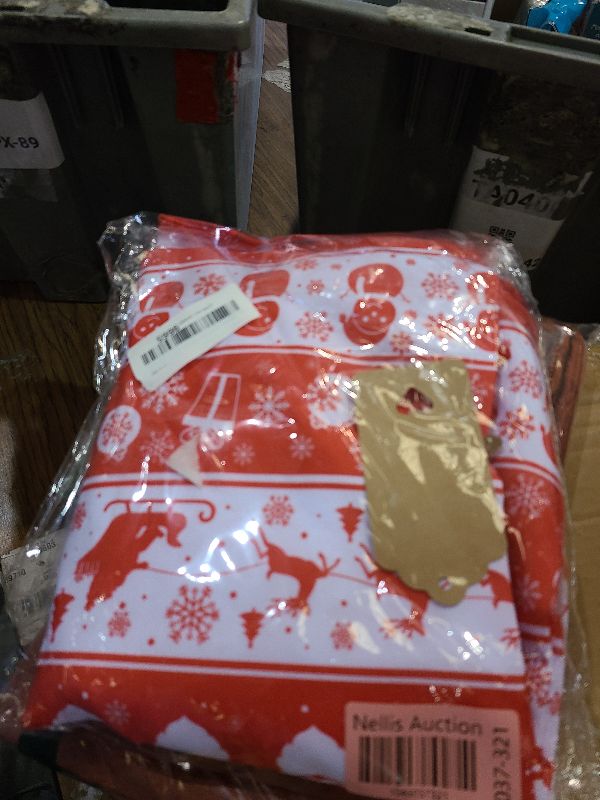 Photo 1 of 10 PCS Christmas Drawstring Gift Bags with Tags, Red and White Xmas Gift Bags Assorted Sizes Bulk, Large Medium Small Holiday Gift Bag Fabric Wrapping Bags for Xmas Presents Party Favors Decor Goody