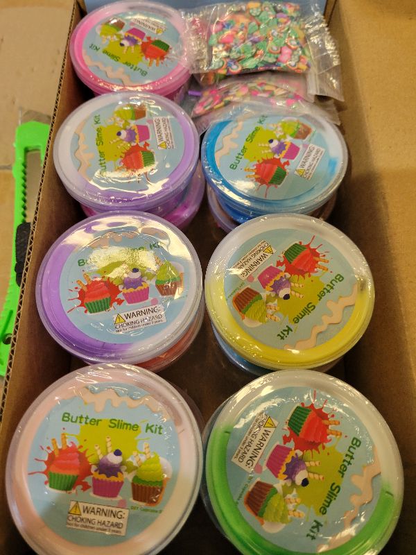 Photo 1 of 15 Packs Duo Colored Butter Slime Kit, Non Sticky, Super Soft Sludge Toy, Birthday Gifts and Party Favors for Girls & Boys
