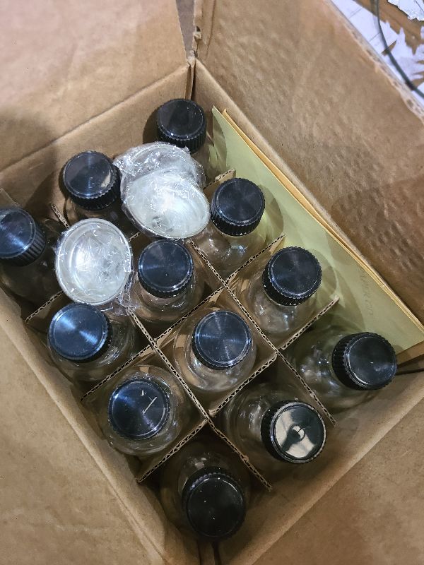 Photo 1 of 12 Pack, 2 oz Small Clear Glass Bottles w/Lid & 3 Funnels - 60ml Boston Shot Bottles for Health, Immunity, Potion, Wellness, Sample, Ginger, Juice - Mini Personal Care & Beauty Travel Bottle