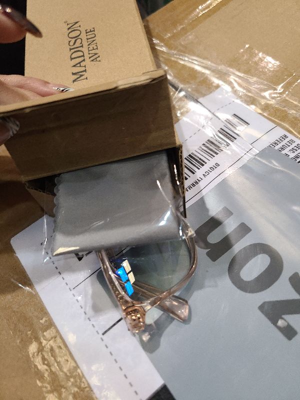 Photo 1 of Madison Avenue Vintage TR90 Progressive Multifocus Blue Light Blocking Reading Glasses for Women, Square Anti Glare/Eyestrain Computer Readers 1.0