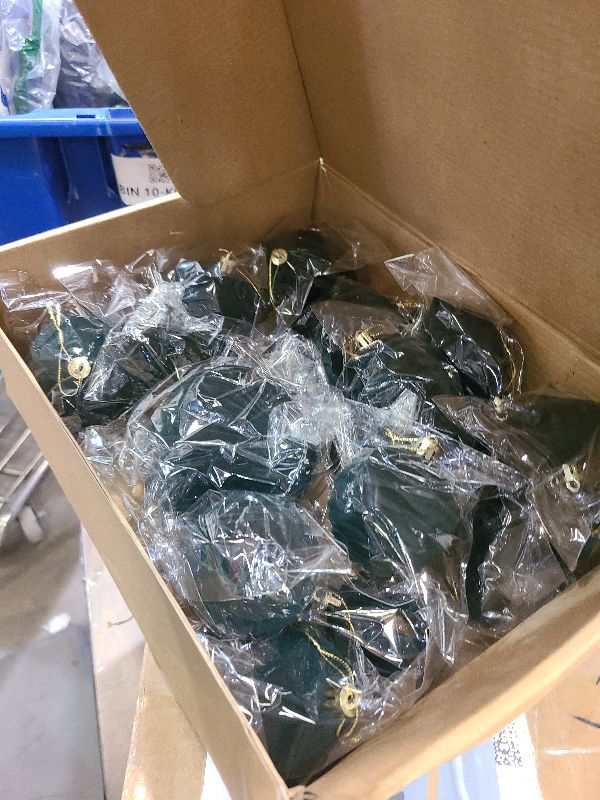 Photo 1 of 18Pcs Velvet Christmas Tree Ornaments Set, Green Shatterproof Flocked Christmas Decorations Bulk for Tree, Decorative Hanging Ball Ornaments for Xmas Holiday Home Party Decor