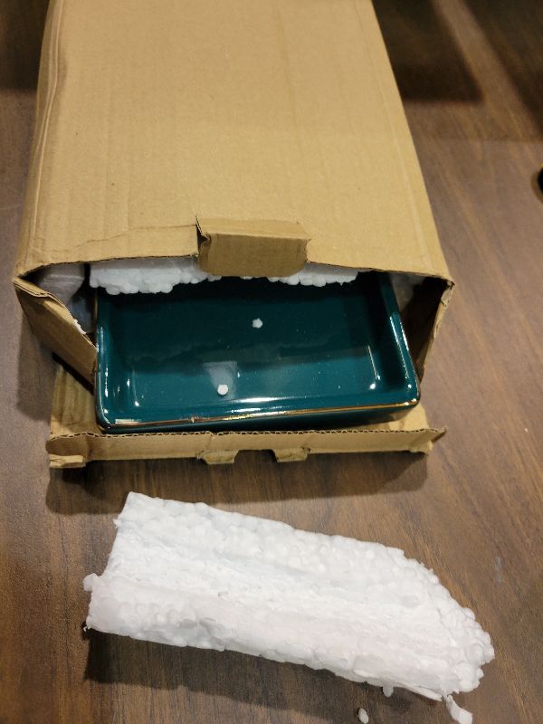 Photo 1 of 10 x 5 Ceramic Bathroom Tray for Countertop, Decorative Vanity Tray for Dresser Tops, Small Rectangular Trays for Perfume, Candle, Jewelry, Cosmetics (Green)