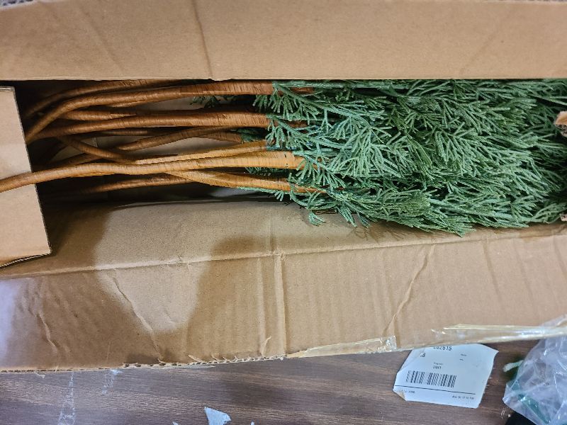 View 2 of 12Pcs Christmas Norfolk Pine Stems, 24'' Long Artificial Evergreen Norfolk Pine Branches, Real Touch Greenery Picks, Faux Floral Branch for Mantel DIY Xmas Home Decoration Indoor Christmas Decor