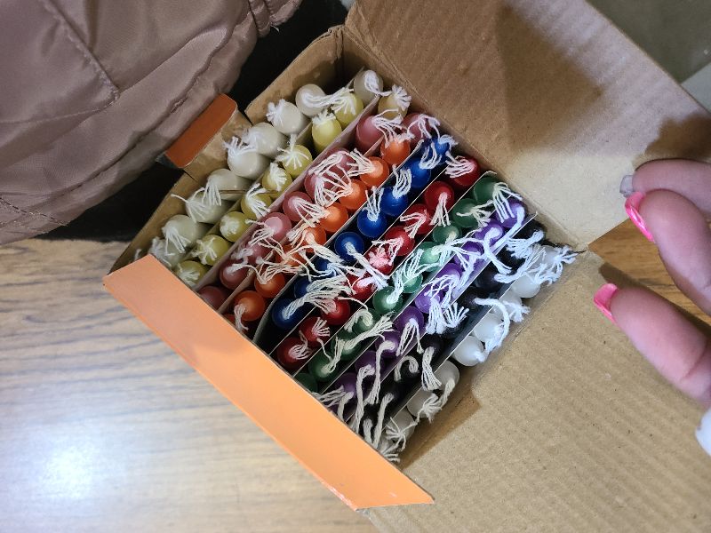 Photo 1 of 100-Pack 4-Inch Colored Taper Candles | Vibrant Assorted Hues | Ideal for Weddings, Parties, Home Decor & Special Events