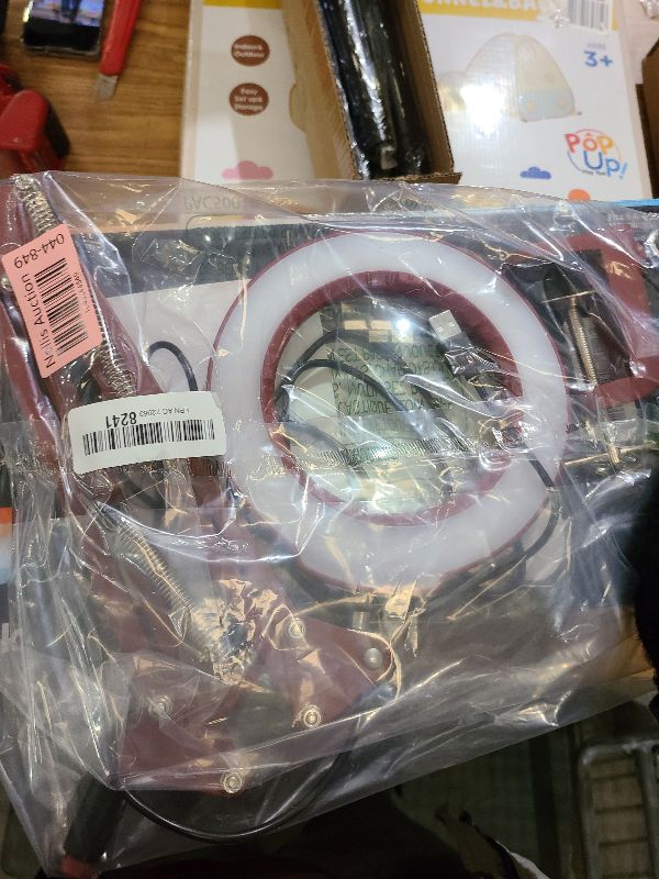 Photo 1 of 10X Magnifying Glass with Light and Clamp, Real Glass Stand Lighted Magnifier, 5 Color Modes Stepless Dimmable LED Desk Lamp Hands Free for Crafts Hobby Reading Painting Sewing Close Work - Red