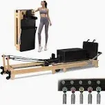 Photo 1 of 1 pcs. Foldable Pilates Reformer Machine,Wooden Foldable Pilates Reformer Machine for Home & Gym with Jump Board, Reformer Box, Accessories,300 lbs Weight Capacity
