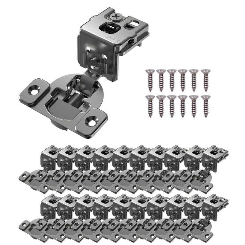 Photo 1 of 1-3/8" Overlay Soft Close Cabinet Hinges, 3D Adjustable Concealed Hinges for Face Frame Cabinets, 105° Opening Angle, Brushed Nickel, Fits 16-24mm Door Thickness & 19mm Frame 20-Pack