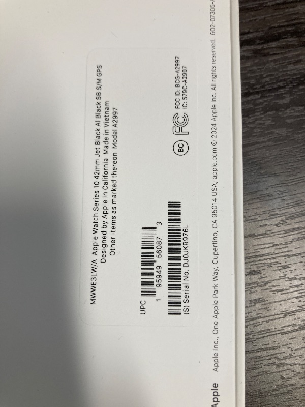 Photo 1 of **without band**Apple Watch Series 10 [GPS 42mm case] Smartwatch with Jet Black Aluminum Case with Black Sport Band - S/M. Fitness Tracker, ECG App, Always-On Retina Display, Water Resistant (without bands)