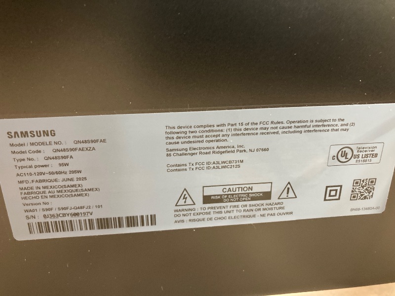 Photo 1 of SAMSUNG 48-Inch Class OLED S90F 4K Smart TV (2025 Model) NQ4 AI Gen3 Processor, 4K AI Upscaling Pro, OLED HDR +, Motion Xcelerator 144Hz, Samsung Vision AI, Alexa Built-in