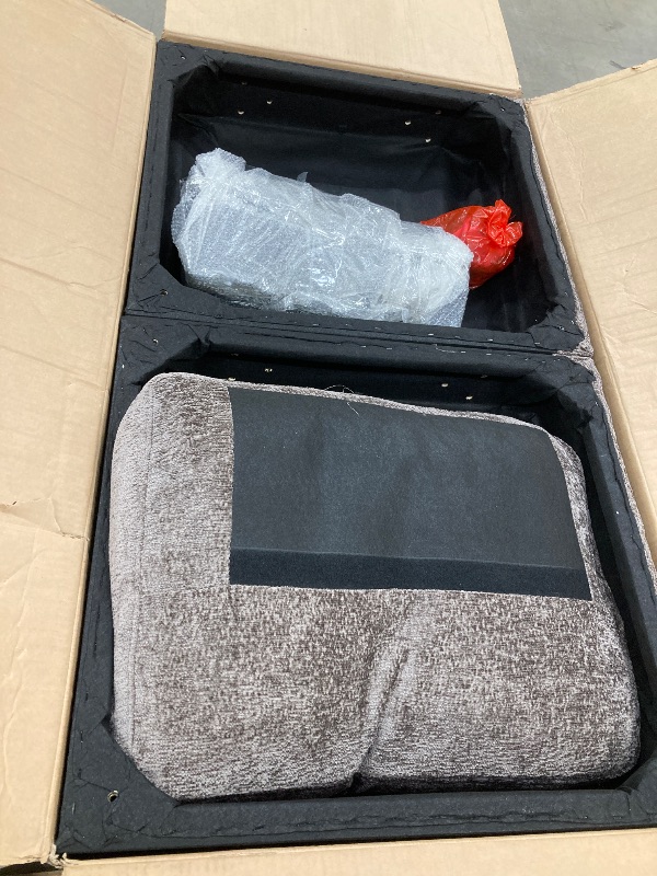 View 3 of ***BOX 1 OF 2 ONLY/INCOMPLETE SET***COLAMY 118" U-Shaped Sectional Couch, 4-Seat Modular Sofa with 2 Ottomans and Foldable Side Table, Brown for Living Room