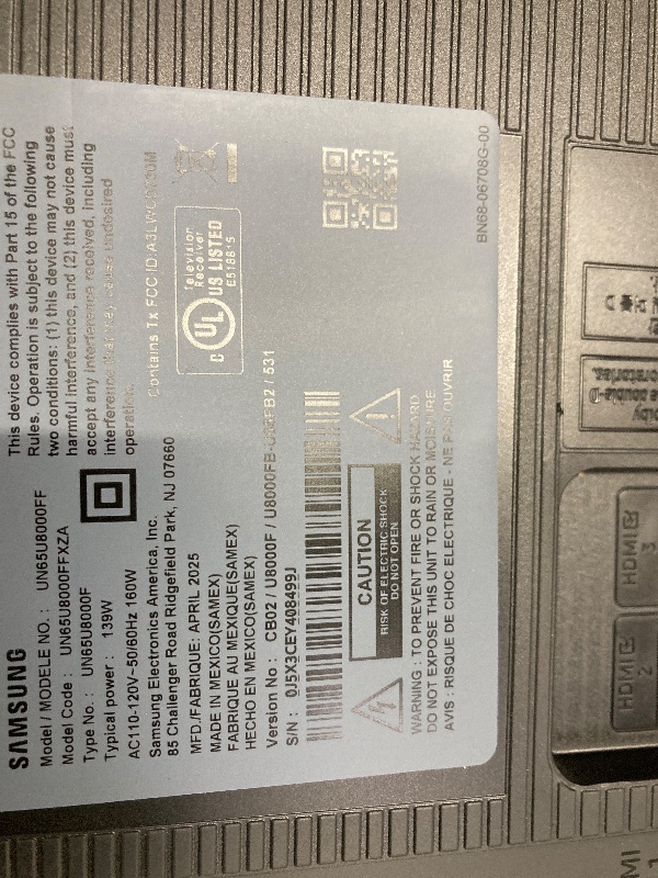 Photo 1 of Samsung 65-Inch Class Crystal UHD U8000F 4K Smart TV (2025 Model) Endless Free Content, Crystal Processor 4K, MetalStream Design, Knox Security, Alexa Built-in