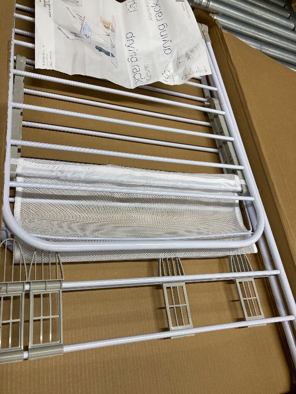 Photo 2 of Honey-Can-Do Heavy-Duty Foldable Laundry Drying Rack – Portable Shoes & Clothes Rack for Indoor & Outdoor Use, Space-Saving Design, Easy to Fold Gullwing Design, Sturdy Metal, 50lb. Capacity, White