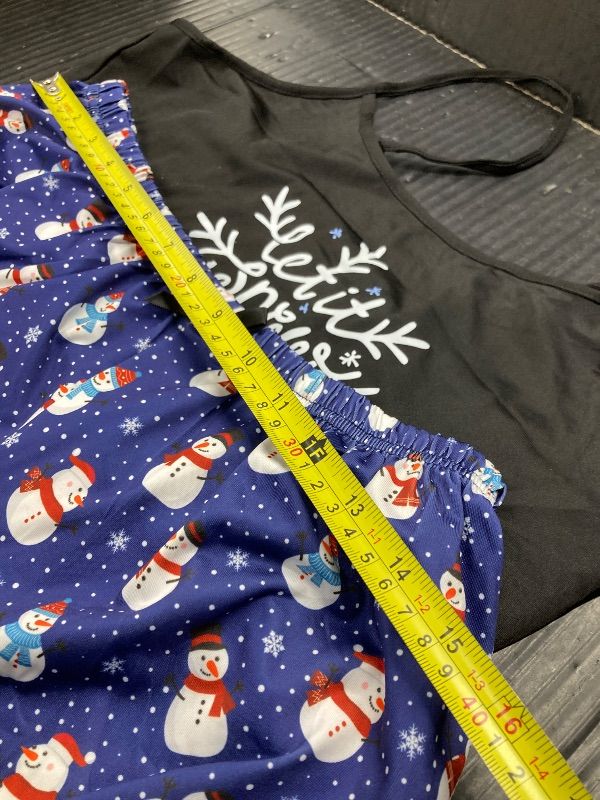View 5 of ***SIZE SAYS LARGE BUT THESE ARE VERY SMALL***LOTUSTAR Christmas Pjs for Women Crop Tops Pj Set with Shorts Round Neck Cute Pajama Sets (Black+Blue-Snow,L,Large)***SIZE SAYS LARGE BUT THESE ARE VERY SMALL***