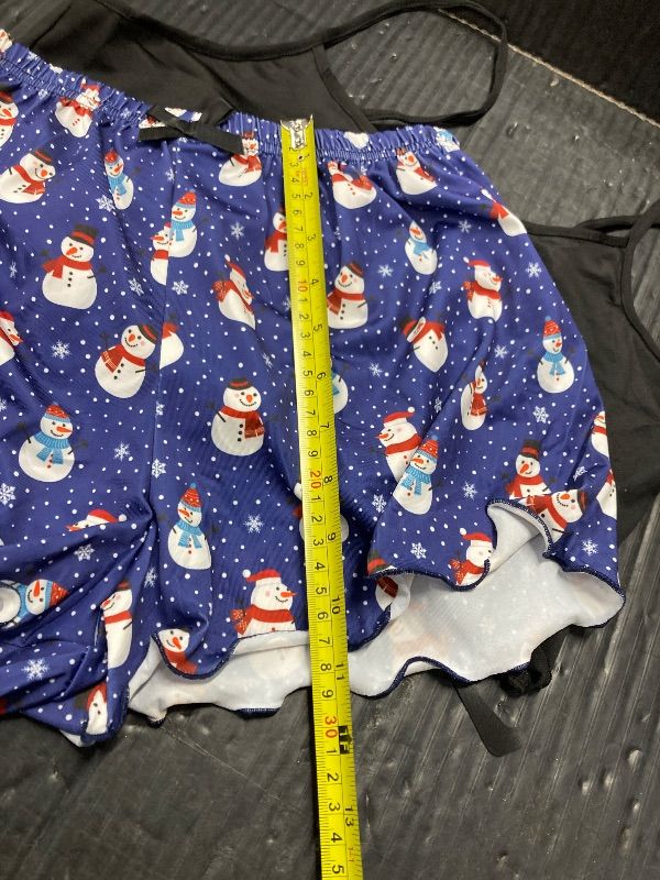 View 6 of ***SIZE SAYS LARGE BUT THESE ARE VERY SMALL***LOTUSTAR Christmas Pjs for Women Crop Tops Pj Set with Shorts Round Neck Cute Pajama Sets (Black+Blue-Snow,L,Large)***SIZE SAYS LARGE BUT THESE ARE VERY SMALL***