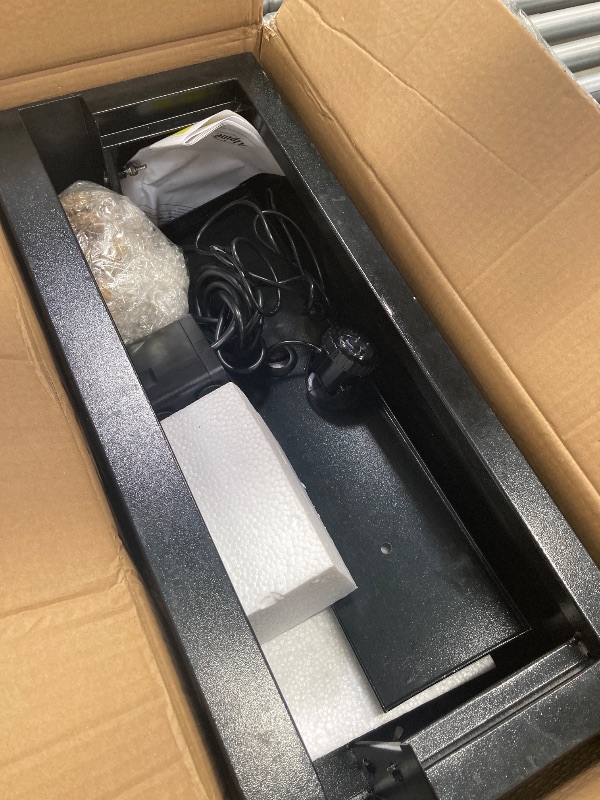 Photo 1 of **BOX 2 OF 2 ONLY/MISSING THE TOP GLASS/ONLY THE BASE, PUMP AND ,ROCKS. Alpine Corporation Mirror Waterfall Fountain with Stones and Lights - Zen Indoor/Outdoor Decor for Office, Living Room, Patio, Entryway - 72 Inches