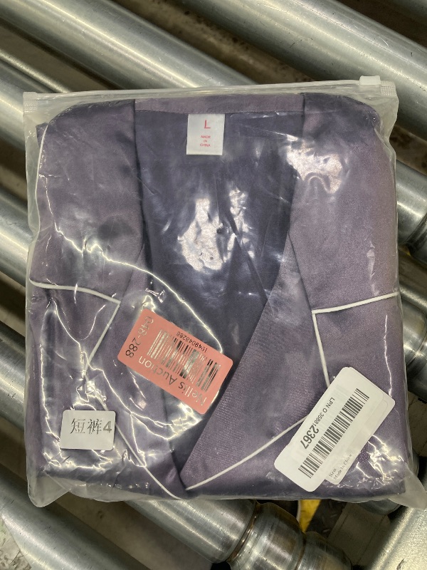 Photo 1 of ***(SHIRT ONLY -MISSING BOTTOMS)*** Reliwel Womens Silk Satin Pajamas Soft Button Down Loungewear Pjs Summer Short Sleeve Sleepwear, Purple, Size Large