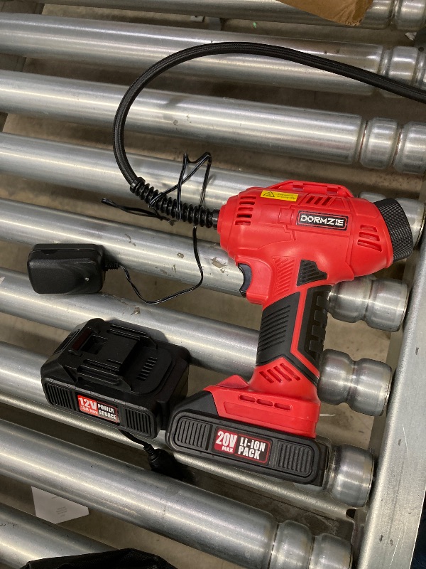 Photo 1 of ***(USED MISSING PIECES -SELLING AS IS)*** Tire Inflator Portable Air Compressor, 150 PSI Handheld Air Pump for Car Tires with 20V Rechargeable Battery, 12V Car Power Adapter, Digital Display, Ball, Motorcycle, Bike Pump***(BOX RIPPED/TORN)***