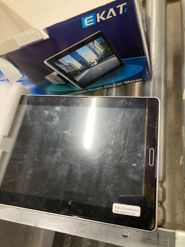 Photo 1 of 10.1 inch Single Din Car Stereo with CarPlay and Android Auto, 10 inch Touch Screen Radio with Mirror Link/1080P/EQ Audio/SWC/Bluetooth +Backup Camera+MIC