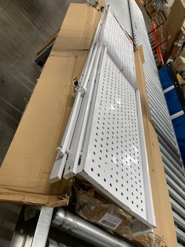 Photo 1 of ***LOOKS LIKE IT NEEDS ANOTHER CLIP OR 2 TO KEEP IT STANDING***COOKCOK 5-Tier Storage Shelving Unit, Metal Shelf 27.9"x13.4"x62.5, Foldable Storage Shelf with Wheels, Garage Shelf, Metal Storage Rack, Kitchen Shelf with 4 Hooks, No Assemble Require, White