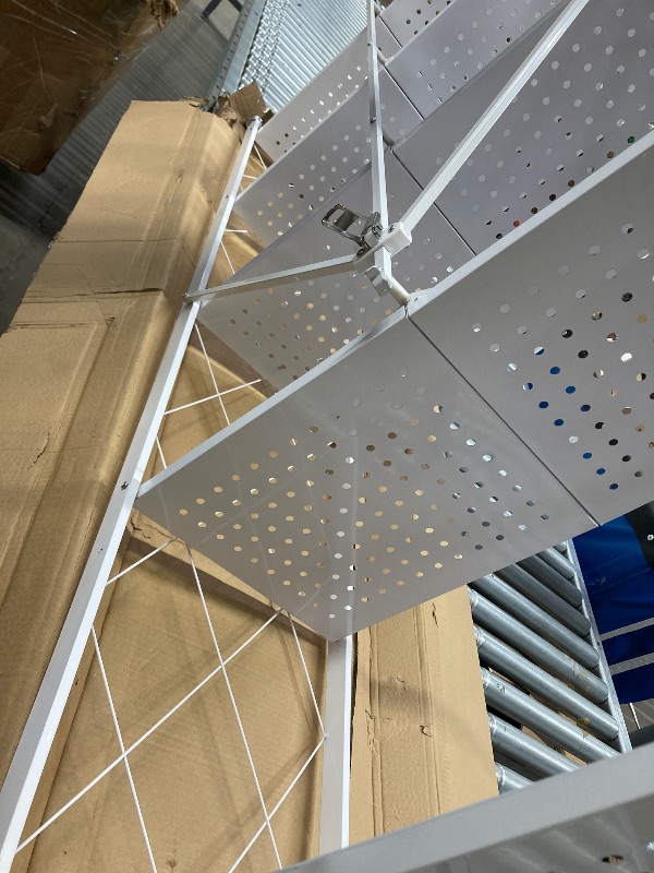 Photo 1 of ***LOOKS LIKE IT NEEDS ANOTHER CLIP OR 2 TO KEEP IT STANDING***COOKCOK 5-Tier Storage Shelving Unit, Metal Shelf 27.9"x13.4"x62.5, Foldable Storage Shelf with Wheels, Garage Shelf, Metal Storage Rack, Kitchen Shelf with 4 Hooks, No Assemble Require, White