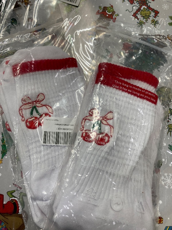 View 2 of ***2 PAIR INCLUDED***Pilates Socks with Non-Slip Grips Yoga Grippy Barre Workout Athletic Crew Anti-Slip Grip Socks for Women***2 PAIR INCLUDED***HEEL TO TOE UNSTRETCHED 8"***