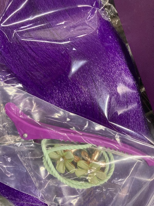 Photo 1 of ***2 BOXES INCLUDED***Purple Braiding Hair 24 Inch Long Pre Stretched Hair Straight Yaki Texture Synthetic Hair Extensions Softness, 2 Packs***2 BOXES INCLUDED***