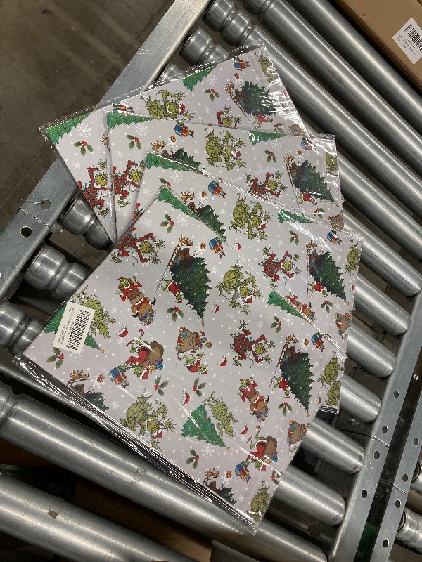 Photo 1 of ***4 PACKS INCLUDED***Febbleshow Funny Christmas Wrapping Paper for Boys Girls Kids - Xmas Gift Wrap with Green Monster, Trees, Snowflakes & Presents - 4 Jumbo Sheets, 28" x 40" Each (32 sq. ft ttl), Easy to Store***4 PACKS INCLUDED***