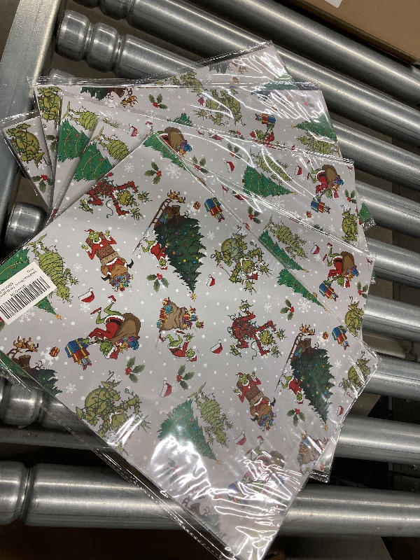 Photo 1 of ***5 PACKS INCLUDED***Febbleshow Funny Christmas Wrapping Paper for Boys Girls Kids - Xmas Gift Wrap with Green Monster, Trees, Snowflakes & Presents - 4 Jumbo Sheets, 28" x 40" Each (32 sq. ft ttl), Easy to Store***5 PACKS INCLUDED***