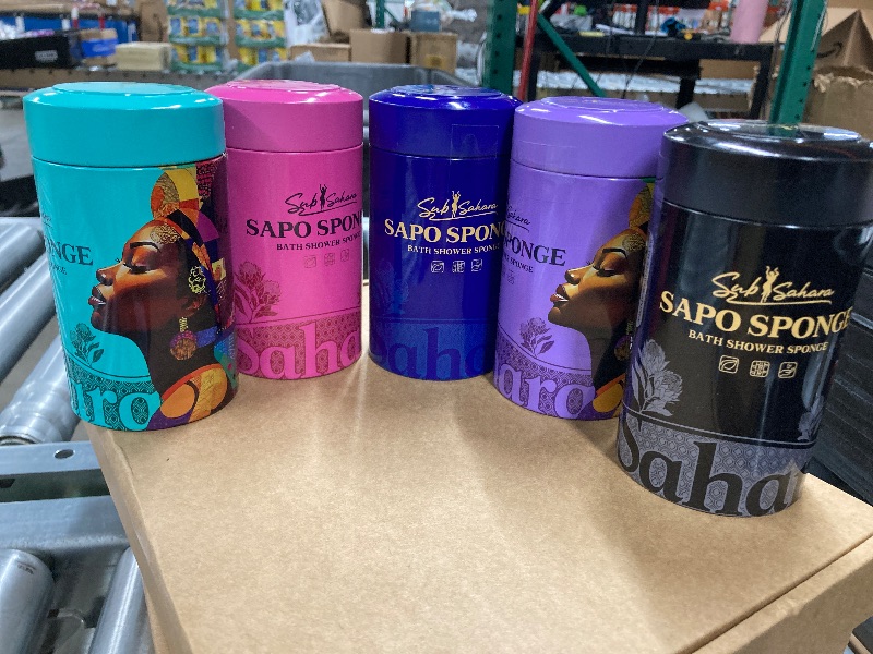 Photo 1 of *** VARIETY PACK. 5 SPONGES INCLUDED*****SOME CANS MAY BE SLIGHTLY DENTED*** Authentic African Net Sponge - 2 Pieces Exfoliating Scrubber for All Skin Types, Bath Sponge for Face & Body, Travel Portable, Durable, Gentle Exfoliation *** VARIETY PACK. 5 SPO