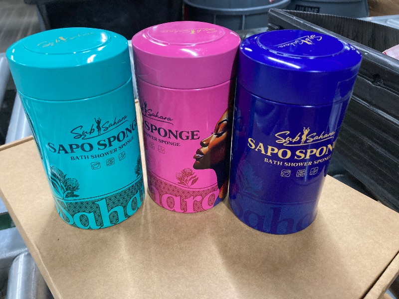 Photo 1 of *** VARIETY PACK. 3 SPONGES INCLUDED*****SOME CANS MAY BE SLIGHTLY DENTED*** Authentic African Net Sponge - 2 Pieces Exfoliating Scrubber for All Skin Types, Bath Sponge for Face & Body, Travel Portable, Durable, Gentle Exfoliation *** VARIETY PACK. 3 SPO