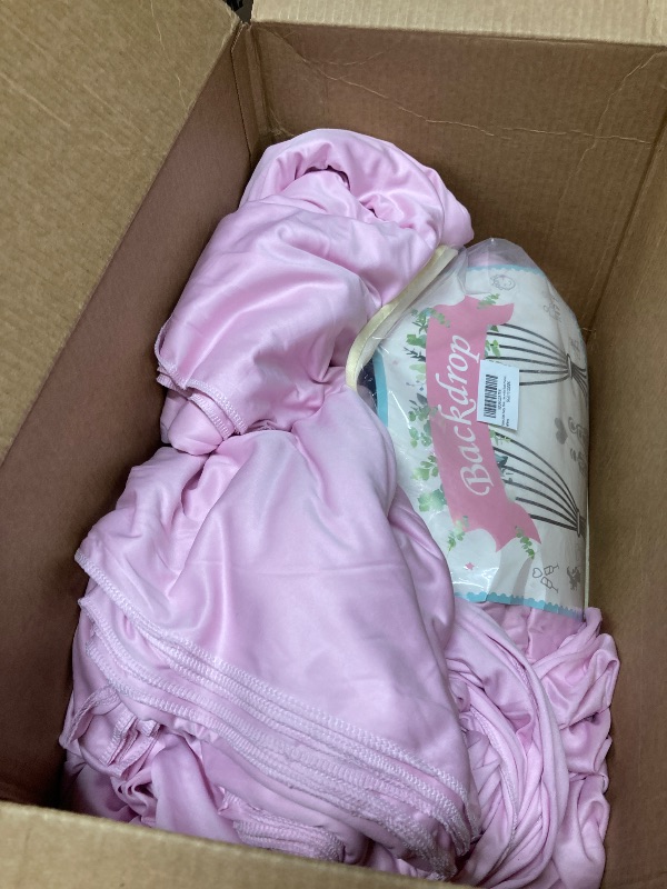 Photo 1 of Panels Pink Ceiling Drapes for Wedding, 5ftx40ft Ceiling Drapes Cheesecloth Sheer Fabric Curtain Wedding Arch Draping Fabric Romantic Ceilings Decorations for Weddings Party Ceremony Stage