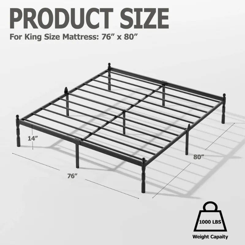 Photo 1 of ** Size Unknown**  Metal Bed Frame with Mattress Non-Slip Stoppers, No Box Spring Needed