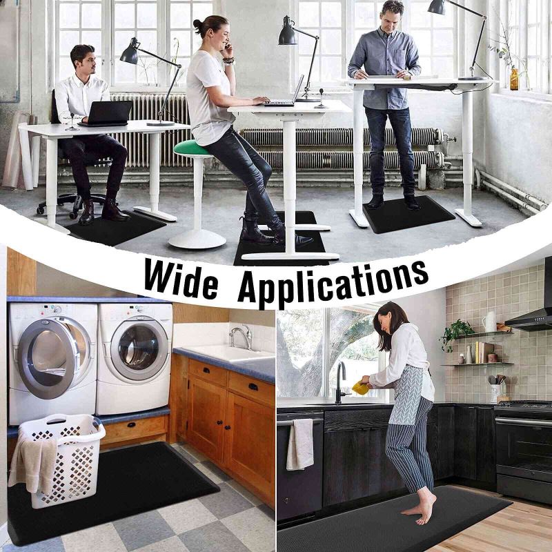 Photo 1 of  3 pack Carvapet Anti-Fatigue Floor Mat Cushioned Kitchen Comfort Mat, Waterproof Non-Slip Standing Desk Foam Mats and Rugs, Black, 17.3"x60"